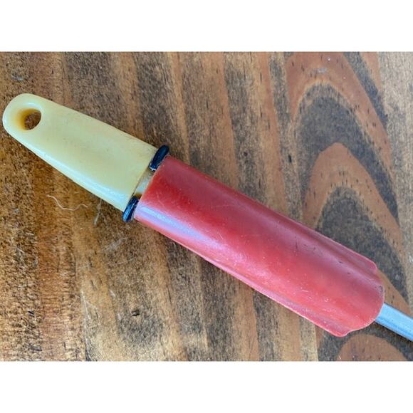 Vintage Stainless Steel Slotted spoon A&J Red and White - Picture 3 of 6